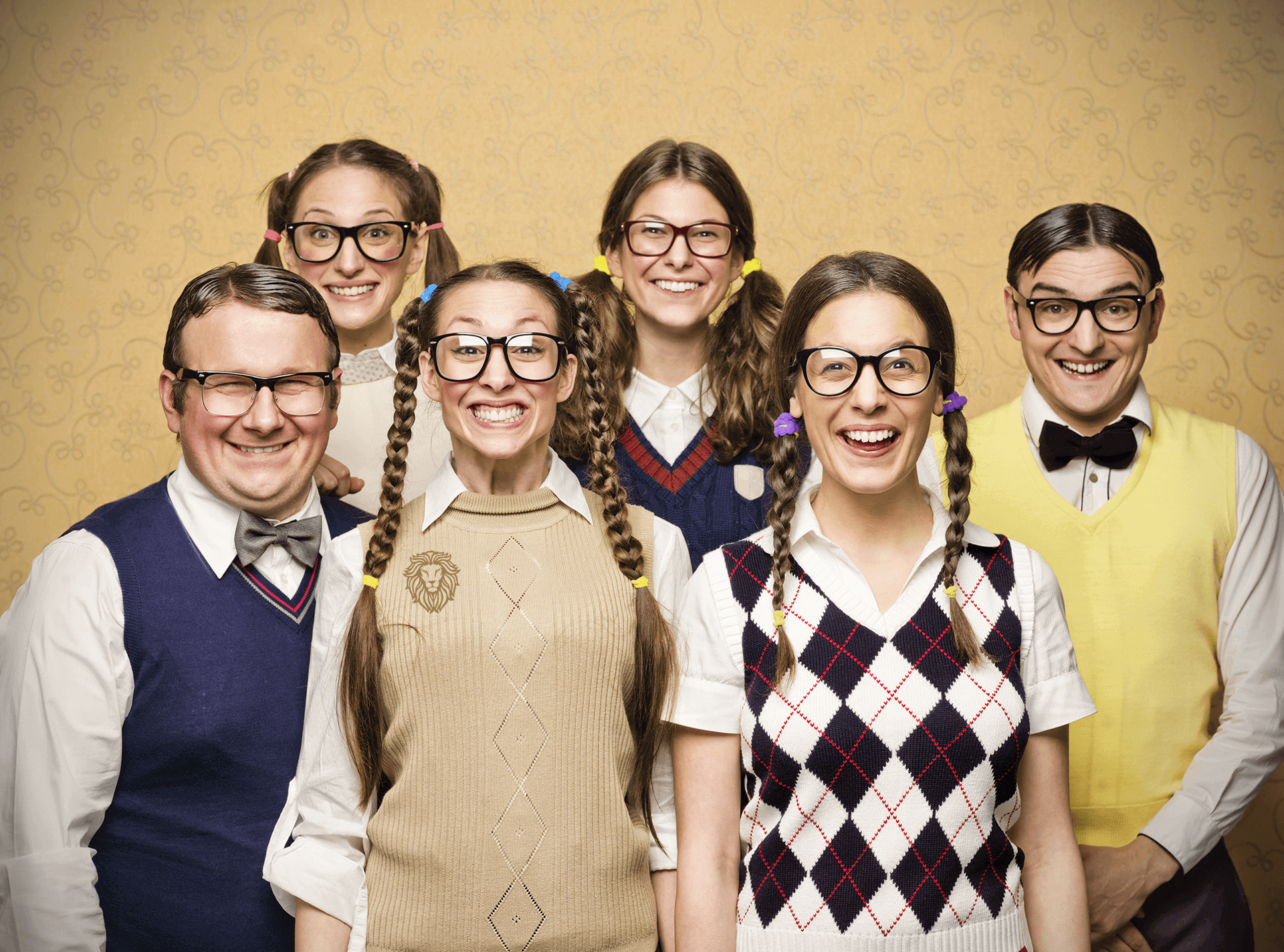 Group of Social Media Strategists (nerds) all wearing glasses.